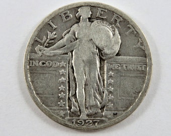 U.S. 1927 Standing Liberty Silver Quarter.