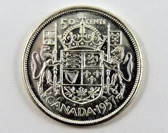 Canada 1957 Proof-Like Silver 50 Cents Coin.