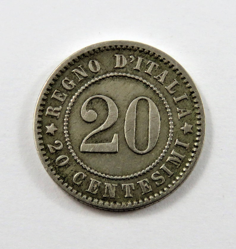 Italy 1894 KB 20 Centesimi Coin.