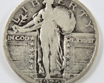 U.S. 1925 Standing Liberty Silver Quarter.