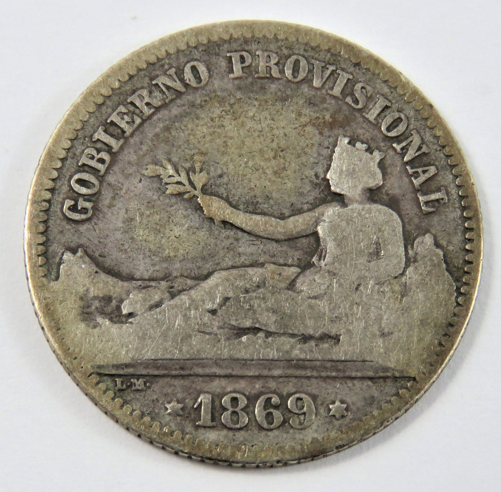 Spain 1869 SN-M Silver One Peseta Coin. Provisional Government. One Year  Type. - Etsy