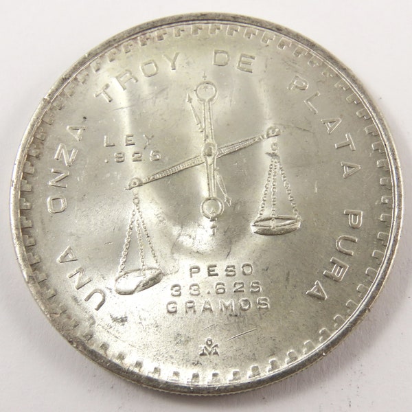 Mexico 1980 Onza Troy de Plata Pura Type V Sterling Silver Coin.One Troy Ounce.