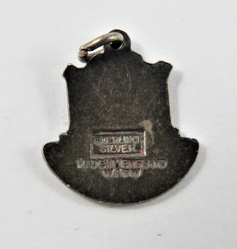 Enameled Peggy/'s Cove Nova Scotia Canada Travel Shield Sterling Silver Charm of Pendant.