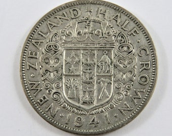 New Zealand 1941 Silver Half Crown Coin.
