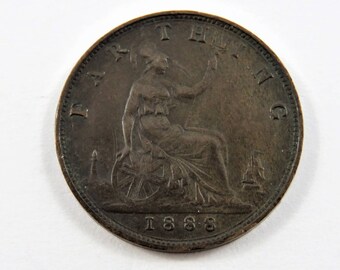 Great Britain 1888 Farthing Coin.