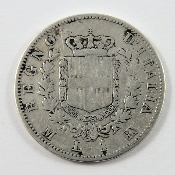 Italy-1863 M BN Silver Lira Coin. KM# 5 a. 1