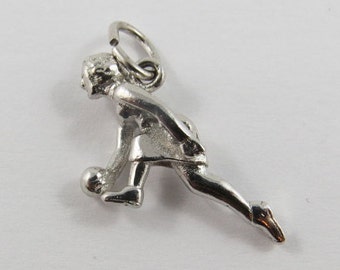 Female Bowling Sterling Silver Charm or Pendant.