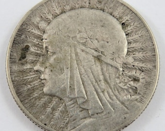 Poland 1933 Silver Queen Jadwiga 5 Zlotych Coin