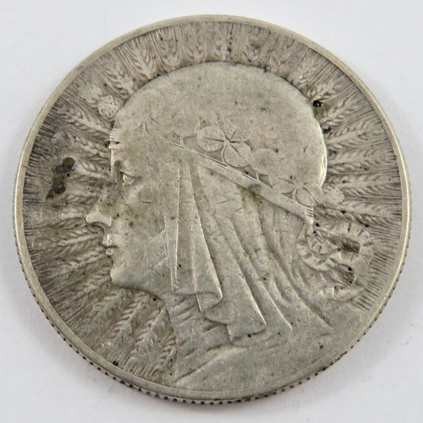 Poland 1933 Silver Queen Jadwiga 5 Zlotych Coin