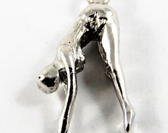Female Diver in Pike Position Mid-Dive Sterling Silver Charm or Pendant.