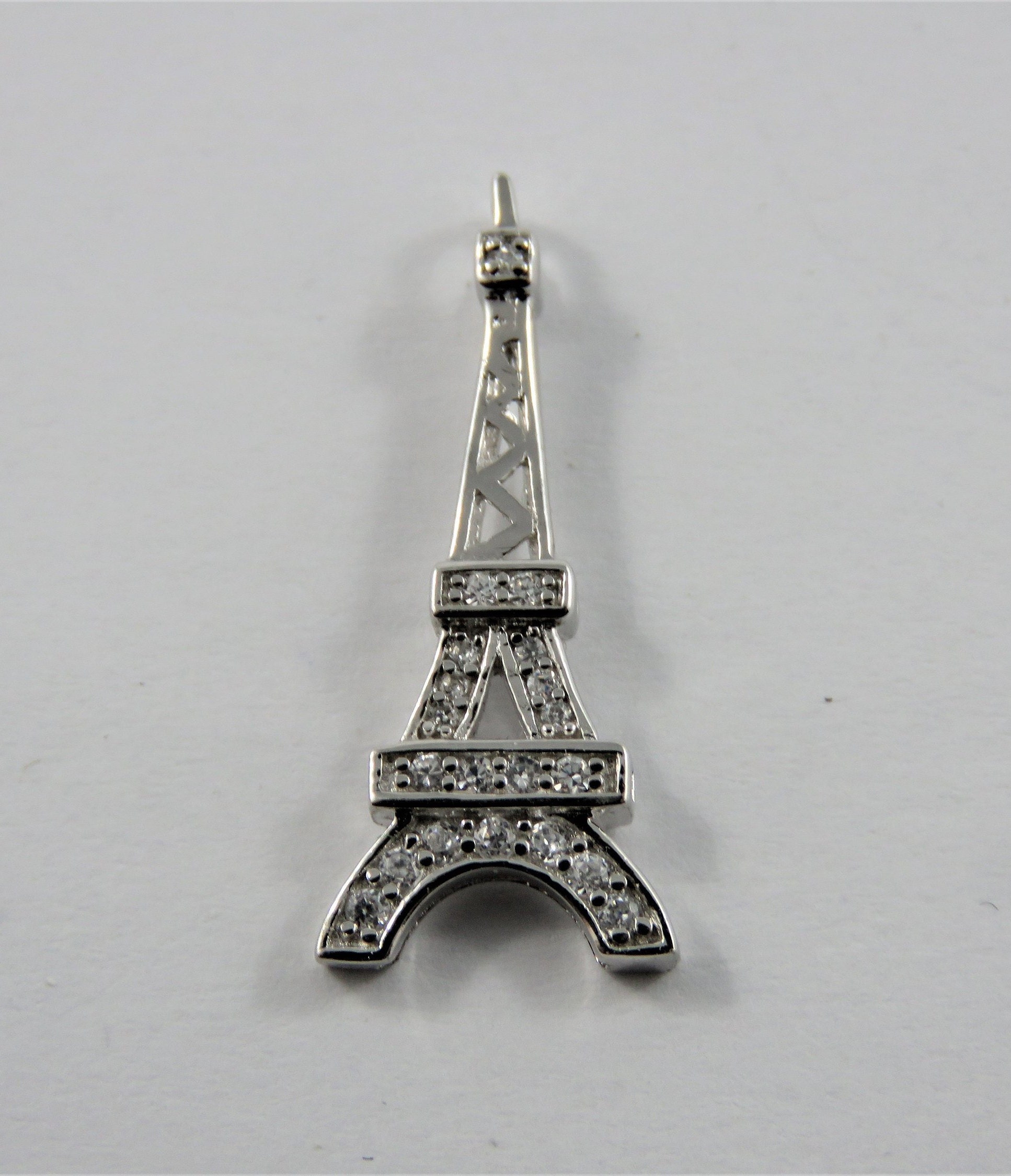 Eiffel Tower With Rhinestones Silver Charm of Pendant. - Etsy