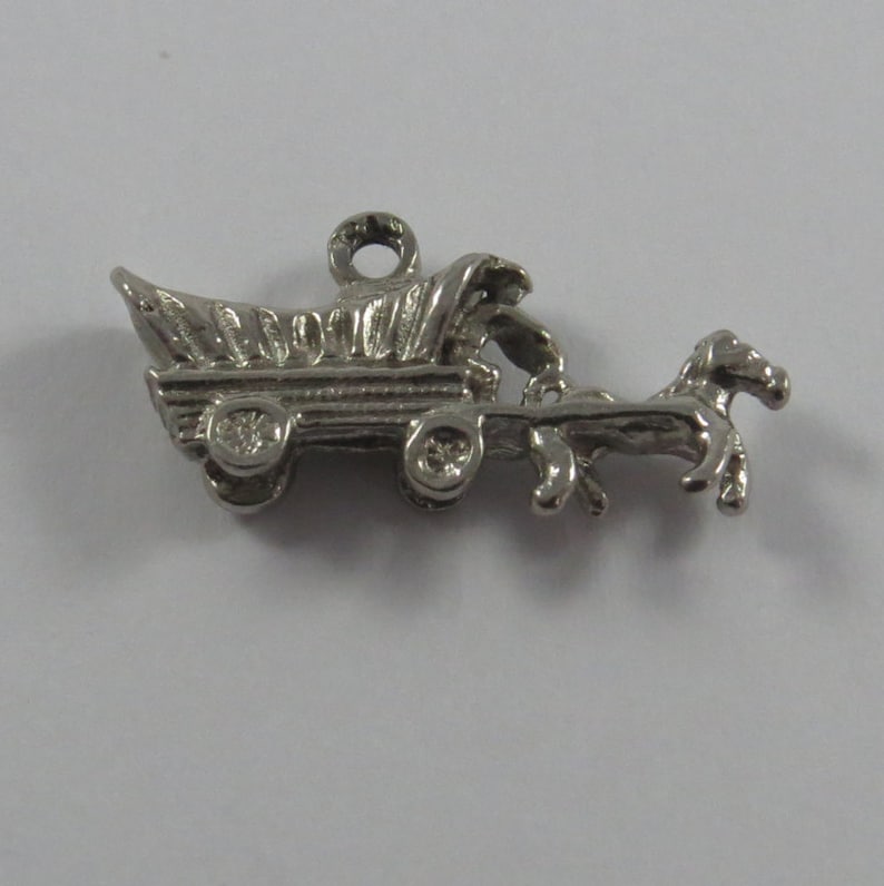 Covered Wagon with Driver Sterling Silver Charm or Pendant.
