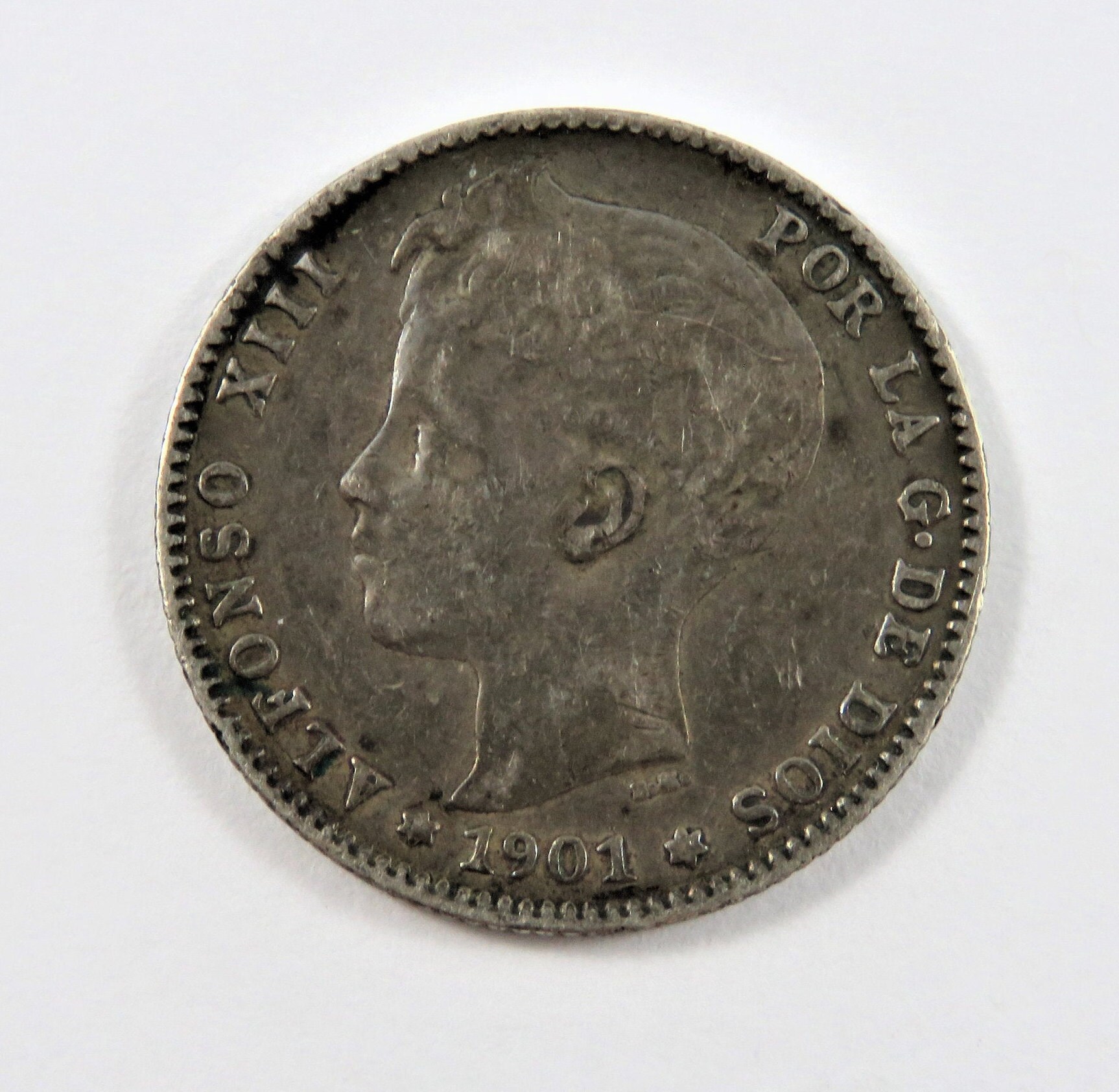 Spain 1901 01 SM-V Silver Una Peseta Coin. Cleaned - Etsy