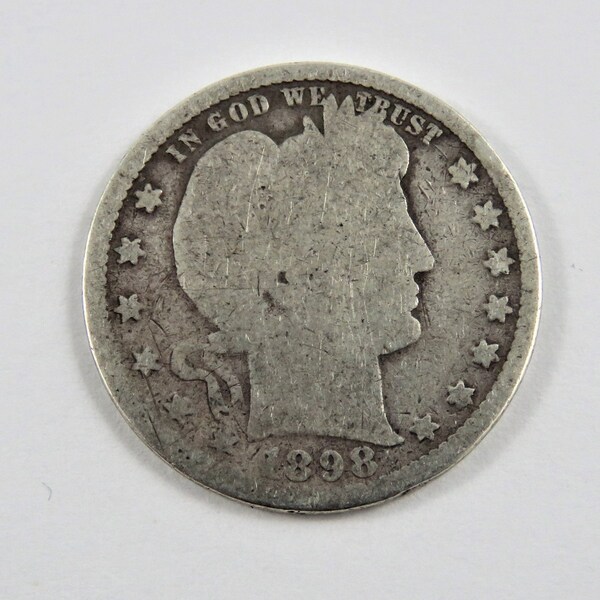 U.S. 1898 Barber Silver Quarter.