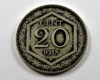 Italy 1918 R 20 Centesimi Coin.