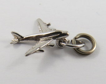 Small Private Airplane Sterling Silver Pendant or Charm.