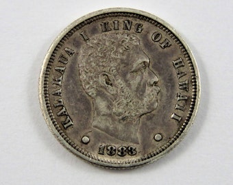 Hawaii United States 1883 Silver 10 Cents Coin.(Umi Keneta). EF+ Condition and Low Mintage-250000 Coins.