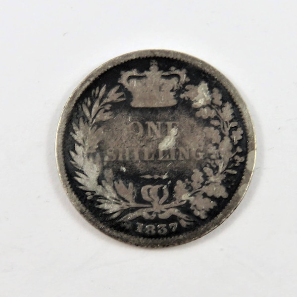 Great Britain 1837 Sterling Silver Shilling Coin.