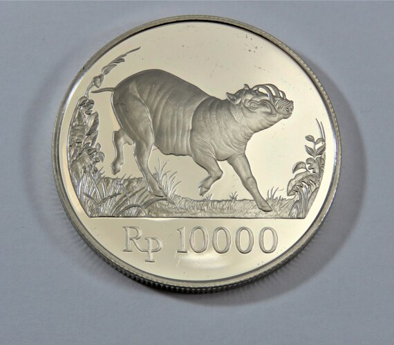 Indonesia 1987 Impaired Proof Sterling Silver 10000 Rupiah  