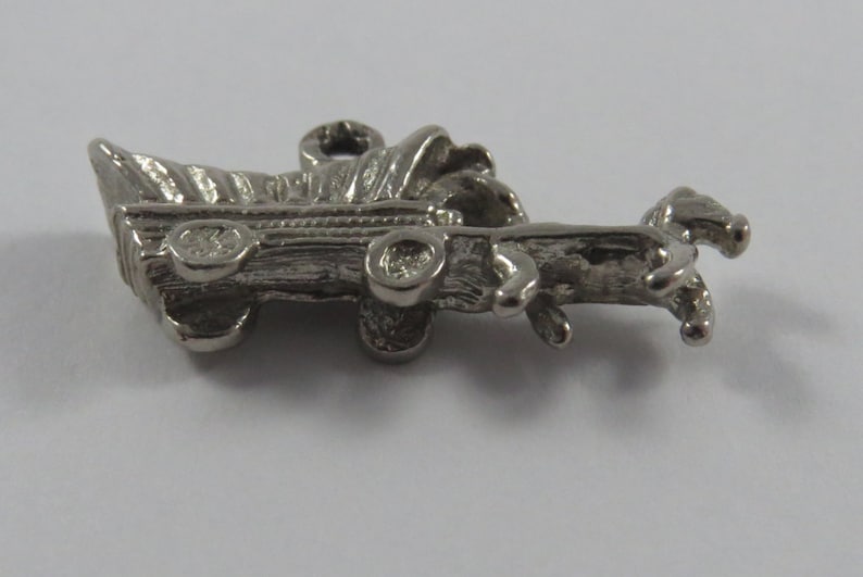 Covered Wagon with Driver Sterling Silver Charm or Pendant.