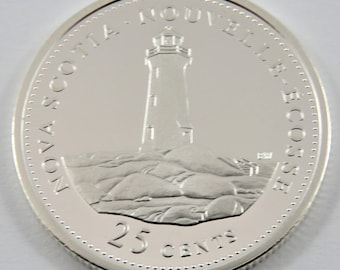 Canada 1867-1992 Proof Sterling Silver Nova Scotia Quarter Encapsulated. Proof Mintage -149579 Coins