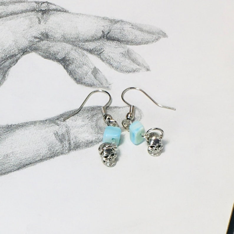 Turquoise Gemstone Skull Earrings Turquoise earrings