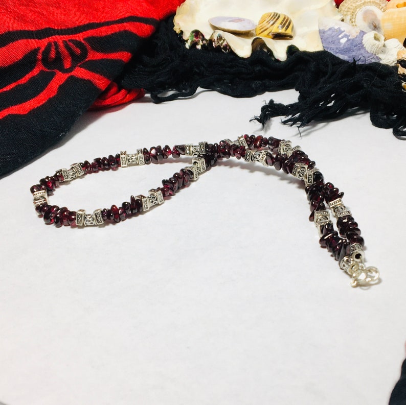 Aquarius Birthstone Garnet Choker Capricorn Jewelry January Birthstone Garnet Necklace for Men Masculine Garnet Gemstone Necklace