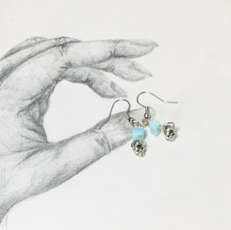 Turquoise Gemstone Skull Earrings Turquoise earrings