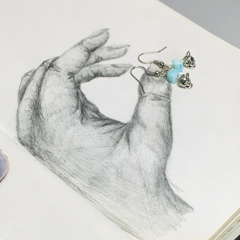 Turquoise Gemstone Skull Earrings Turquoise earrings