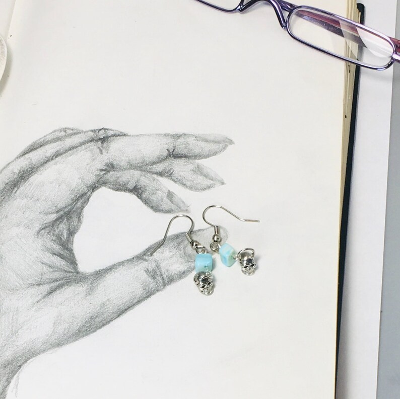 Turquoise Gemstone Skull Earrings Turquoise earrings