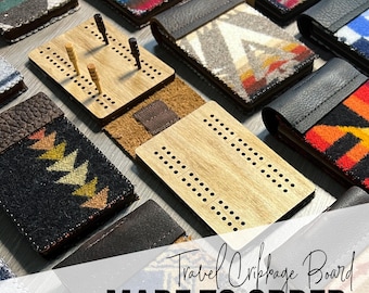 Travel Cribbage Board | MADE TO ORDER | wool and leather, portable, card games, crib board