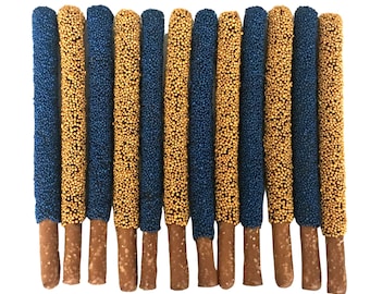 University of Michigan Chocolate Covered Pretzel Rods - 1 Dozen / College Care Package / Graduation / Bed Party / College Acceptance /Alumni