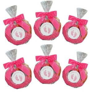 Girl Baby Shower Chocolate Jumbo Pretzels - Bright Pink & White / Gender Reveal / Baby Shower Favors / Baptism / Baby Naming - 1 Dozen
