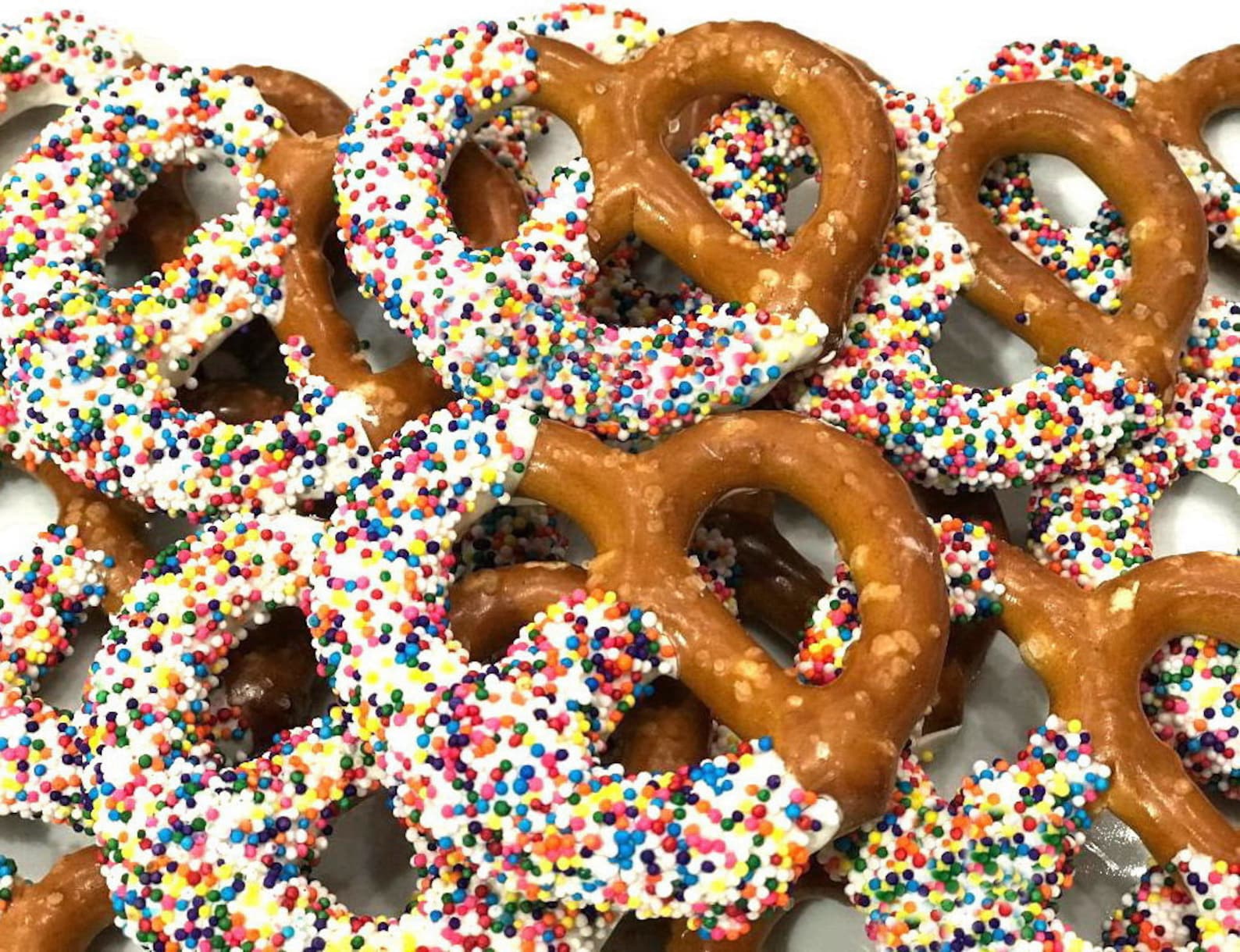 White Chocolate Jumbo Pretzels With Rainbow Multi Colored Etsy UK
