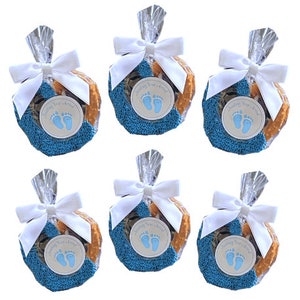 Boy Baby Shower Chocolate Jumbo Pretzels - Blue & White / Gender Reveal / Baby Shower Favors / Baptism / Baby Naming / Bris Sprinkle 1 Dozen