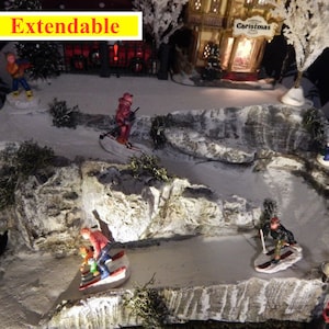 Ski Slope VILLAGE DISPLAY BASE Snow Christmas for Department 56 Village, Rock Cliff Lemax Winter City mini lighted building decor display L