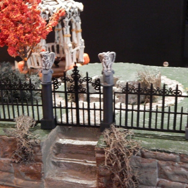 Gargoyle Halloween iron FENCE & Gate for Dept 56 Lemax Village Mansion Grimsley