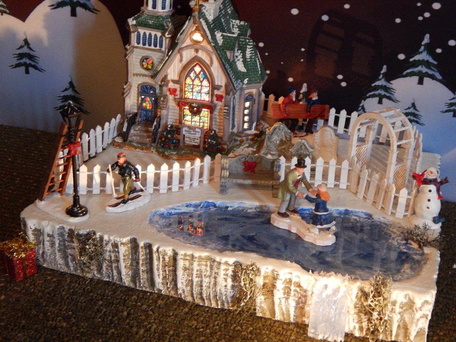 CHRISTMAS Frozen Ice Skating Pond WATERFALL Display Base ONLY Etsy