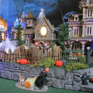 Haunted Halloween VILLAGE DISPLAY BASE 42&quot;x12&quot; Dept 56 Lemax miniature Multi level Curving add on Modular to Grow! Dept 56 Snow village nop