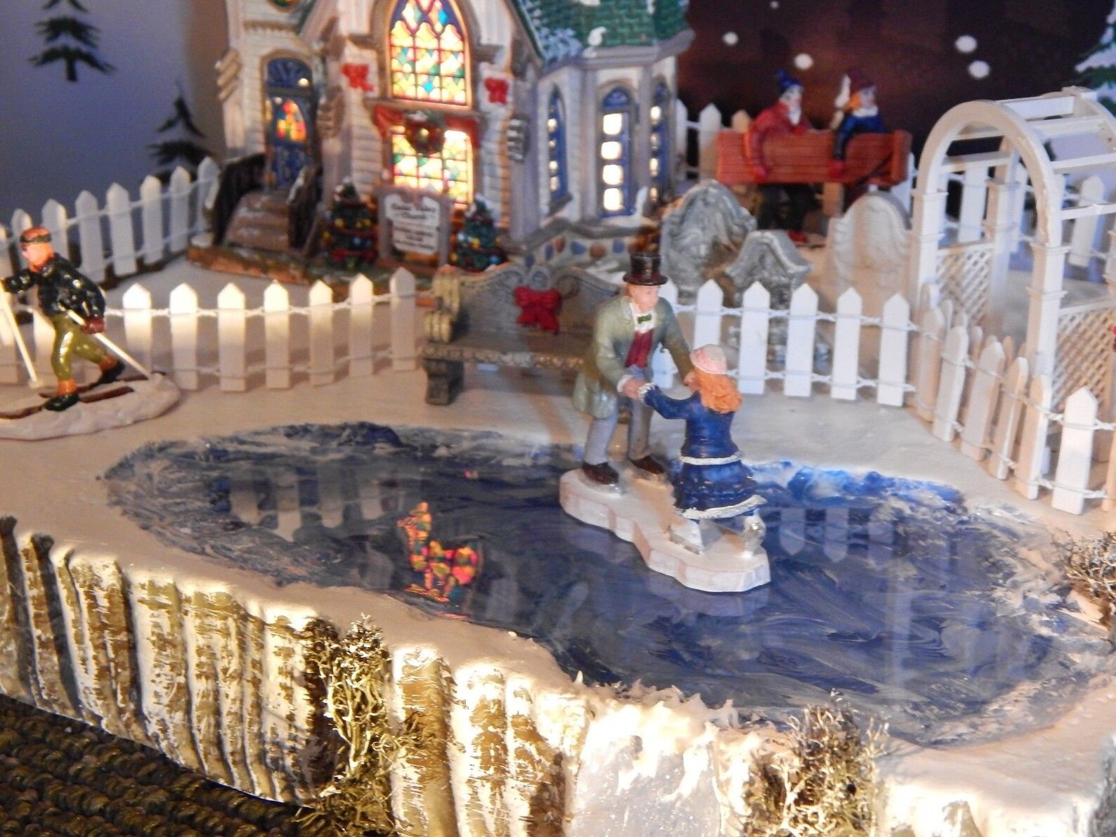 CHRISTMAS Frozen Ice Skating Pond WATERFALL Display Base ONLY Etsy