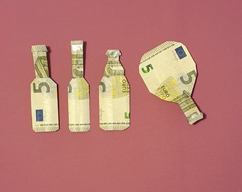 Origami Faltanleitung Flasche oder Sportschläger (*)