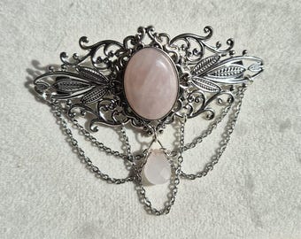 Dolcezza fatata – Fermaglio per capelli fatato in argento – Spilla elfica romantica – Gioiello rituale di amore e dolcezza – Regalo poetico per donne