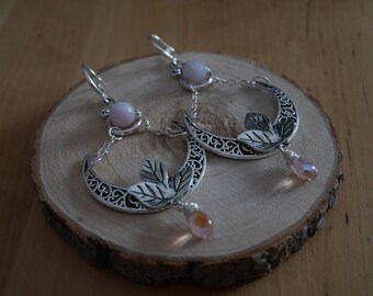 Rosée du matin | Boucles d'oreilles elfique en quartz rose