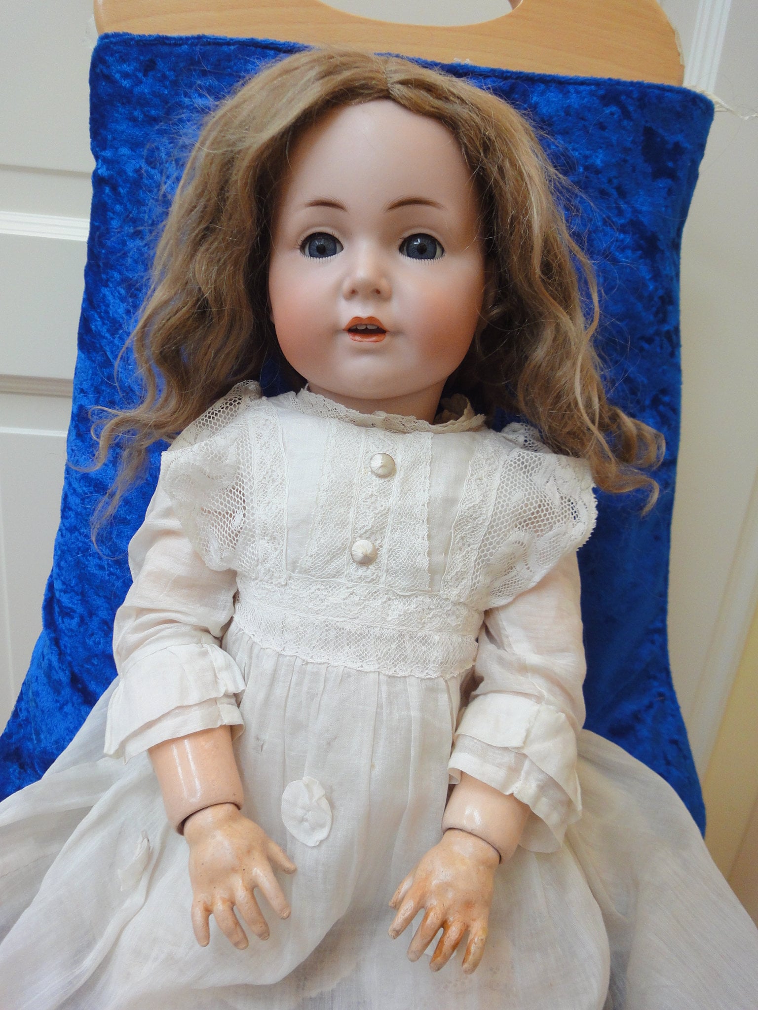 Poupée Ancienne Simon & Halbig 70 Cm – Tête Porcelaine Bisque – Corps Parlant – Allemagne