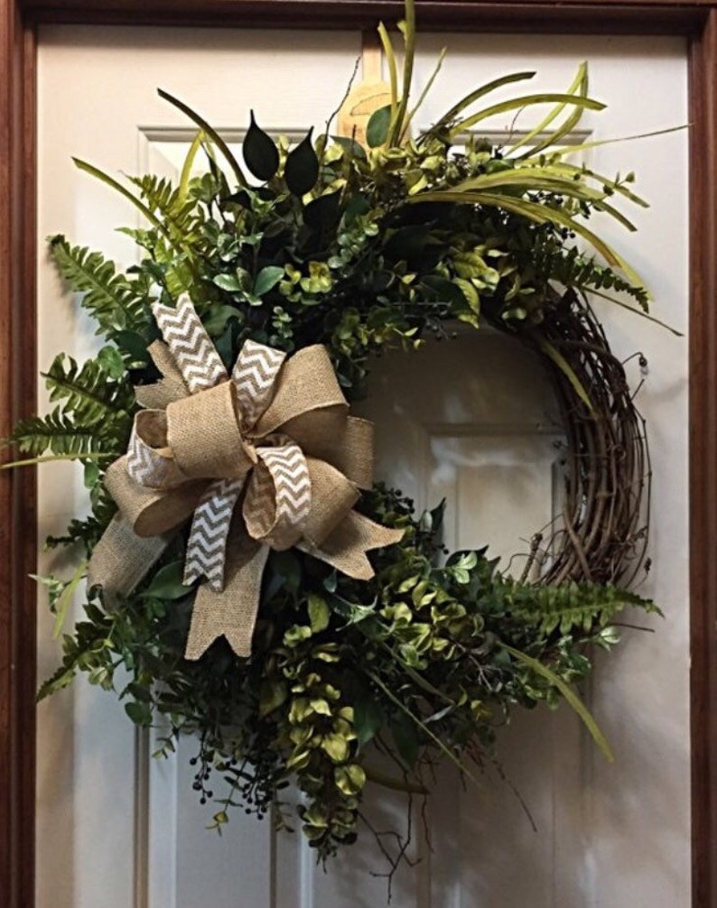 Spring Wreath Greenery Wreath Front Door Wreath Farmhouse Etsy