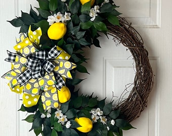 Spring Lemon Wreath, Lemon Decor, Farmhouse Decor, Summer Wreath, Spring Wreath, Lemon Wreath, Lemon Wreaths