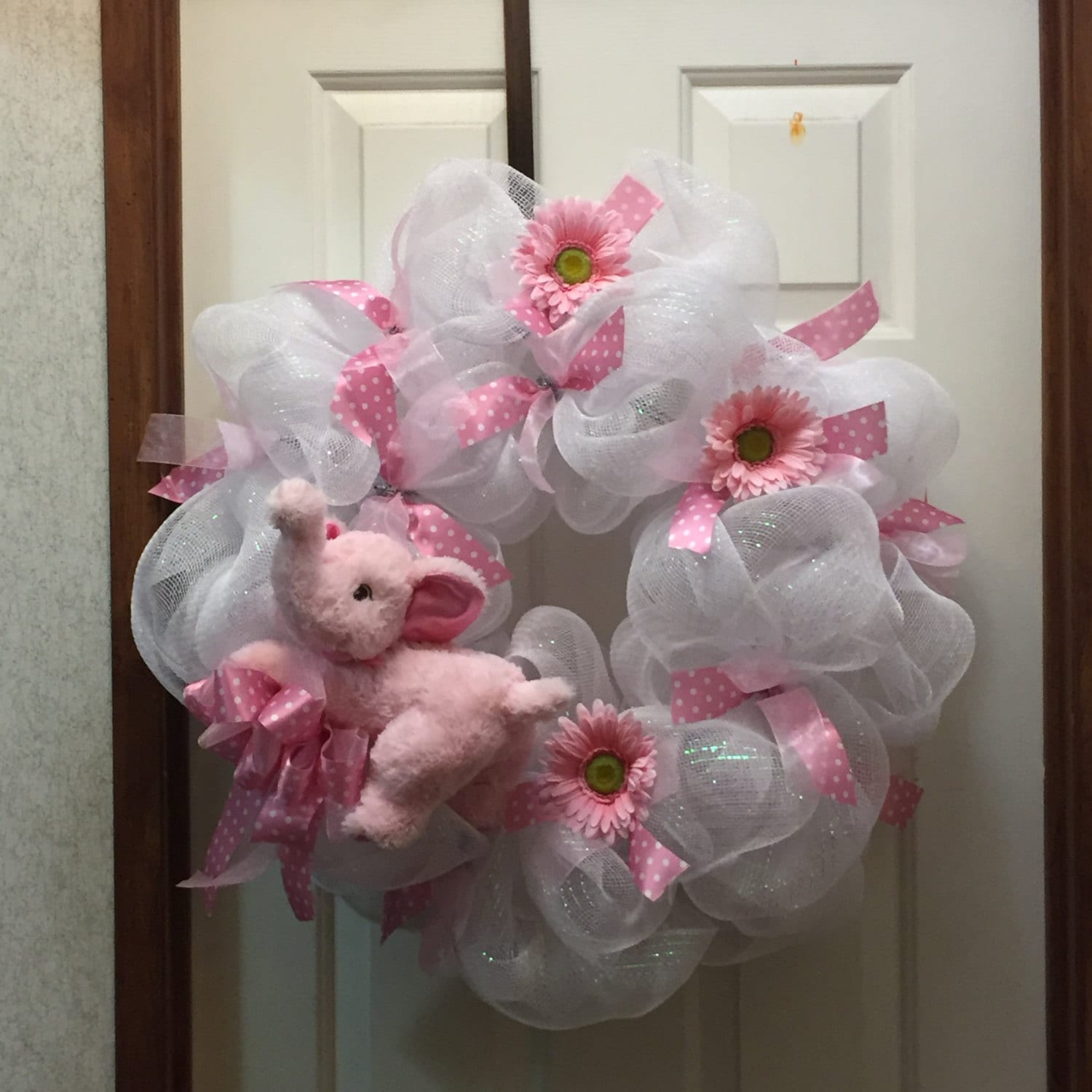 Baby Front Door Wreath Baby Girl Shower Wreath Shower Gift Etsy