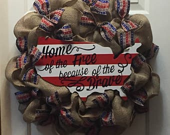 Patriotic Front Door Decor, Patriotic Decor, Patriotic Wreath, 4th of July Wreath, 4th of July Decor, Patriotic Burlap Wreath, Memorial Day