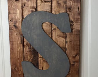 Wooden Initial Decor, Rustic Farmhouse Decor, Initial Art,  Rustic Front Door Decor, Rustic Wedding Gift Idea, Home Decor