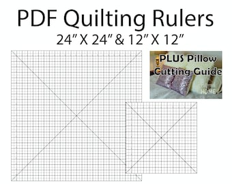 PDF Quilting Ruler- PDF Throw Pillow Ruler - 24" X 24" and 12" X 12" PLUS a Throw Pillow Measurement Guide